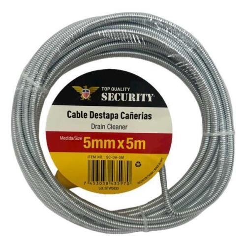 Cable Destapa Cañeria 5Mm X 5 Metros Security