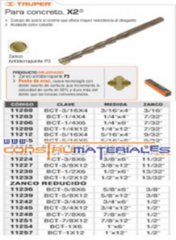 Mecha para Concreto 3/8" X 6" Truper