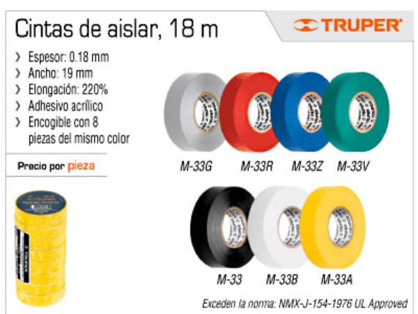 Teipe para Electricista Rojo 18Mts Truper