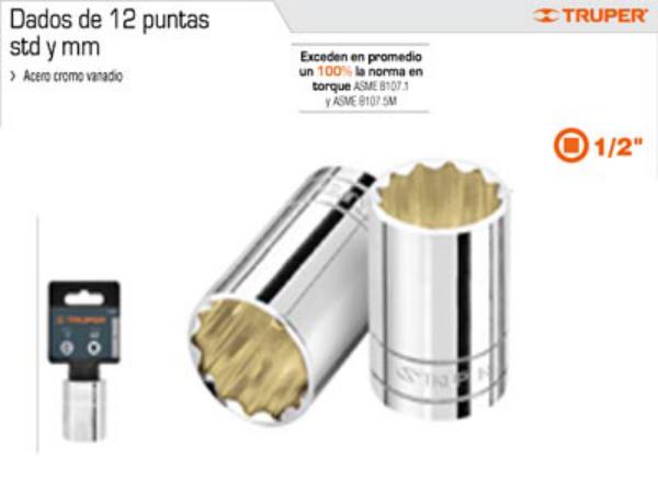 Dado Cuadrado 1/2" 12 Ptas. 7/8" Stand.