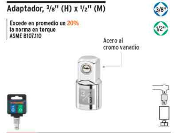 Adaptador P/Ratche 3/8" A 1/2" Truper