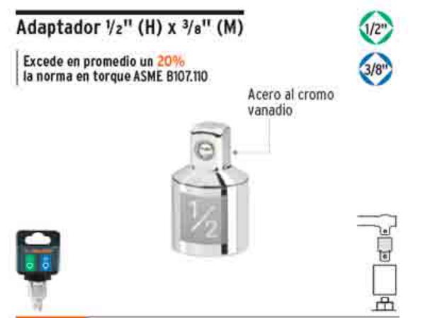 Adaptador de 1/2 A 3/8 Truper
