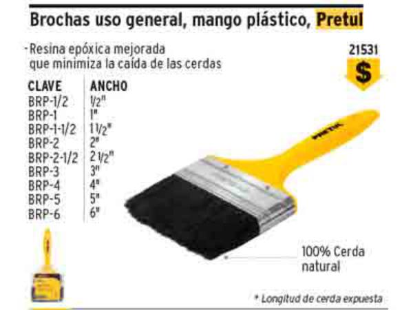 Brocha 3" M/Plast C/Natu Pretul