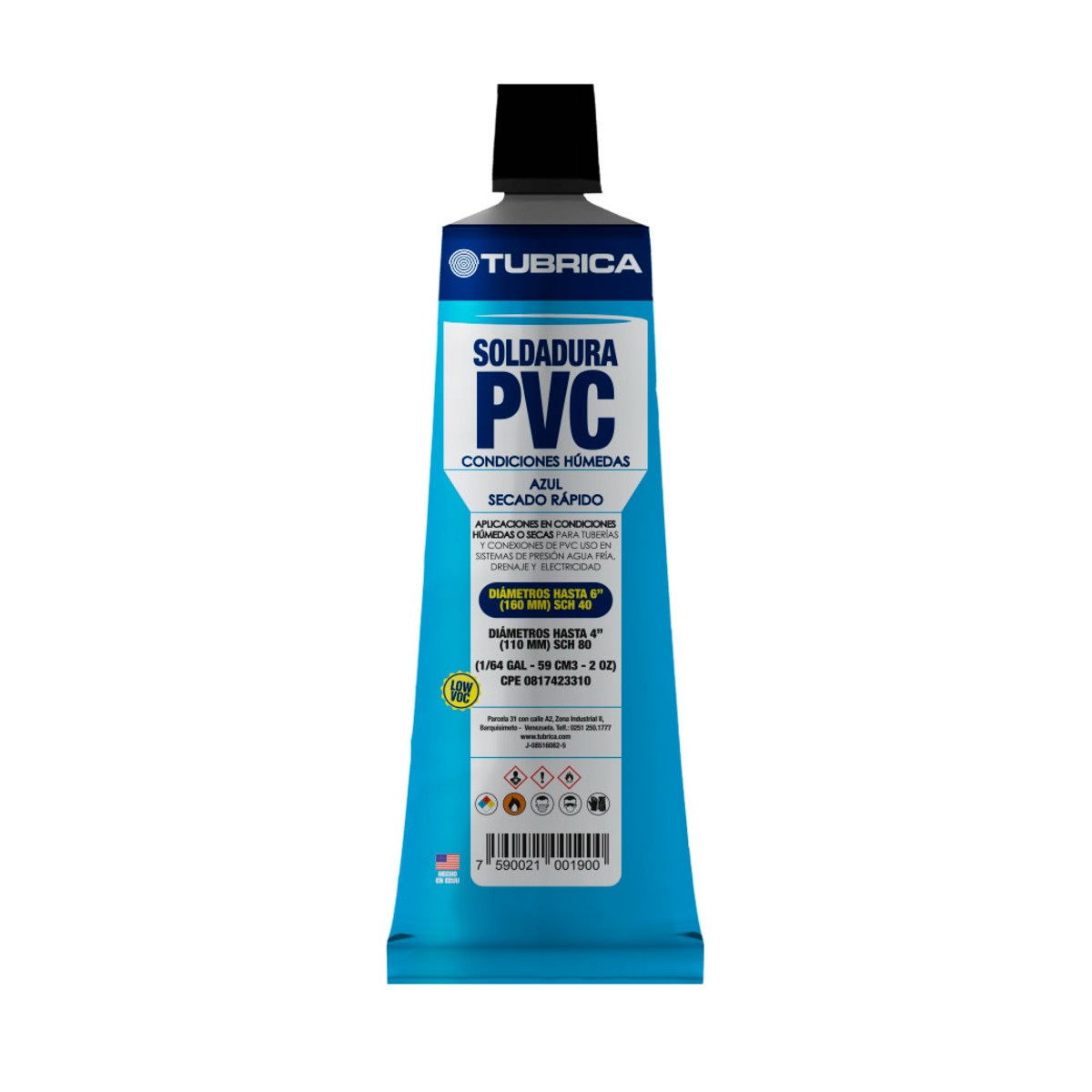 Pega Soldadura Pvc Condiciones Humedas Tubrica 1/64 Gal