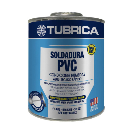 Pega Soldadura Pvc Condiciones Humedas Tubrica 1/4 Gal