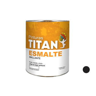 Pintura Esmalte Negro Brillante 1/4 Gal Titan