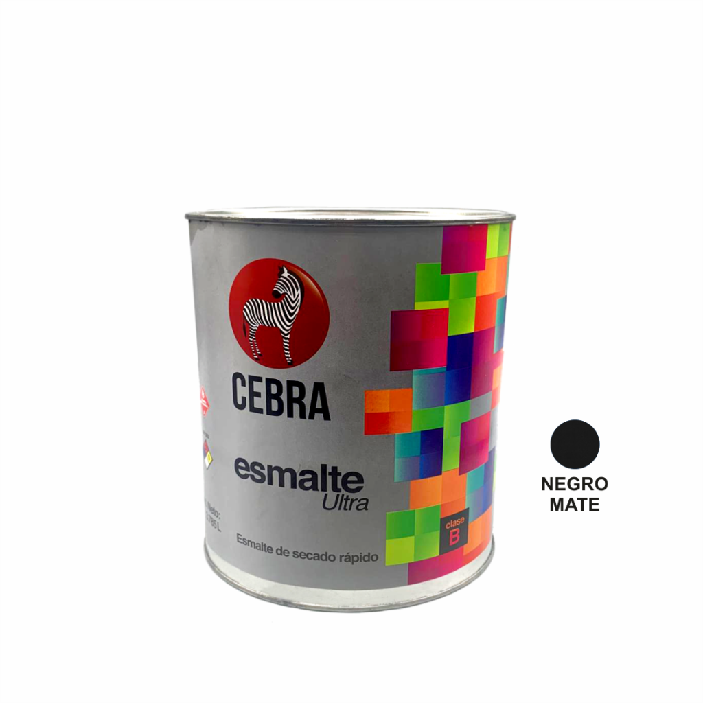 Pintura Esmalte Negro Mate 1/4 Galon Cebra