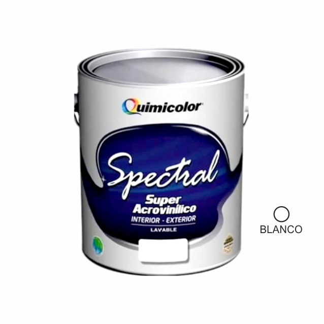 Pintura Caucho Lavable Spectral Color Blanco Clase A Galon