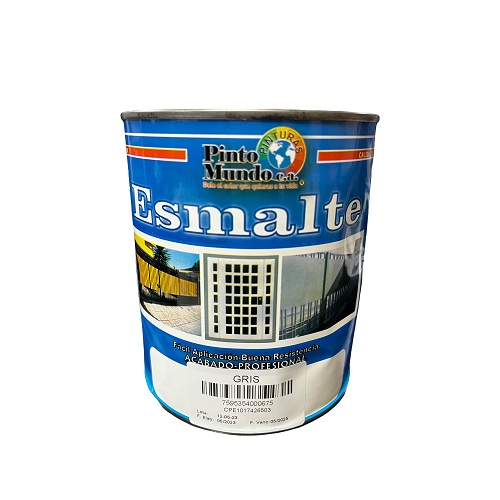 Pintura Esmalte Gris 1/4 Gl Pinto Mundo