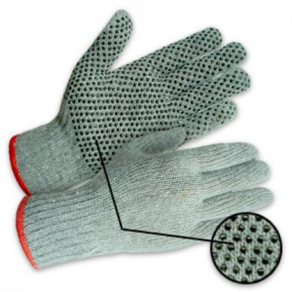 Guante Tejido Gris con Puntos Negros