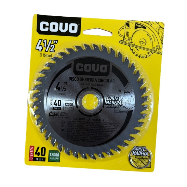 Disco de Sierra para Madera 4-1/2" 40Dientes Covo