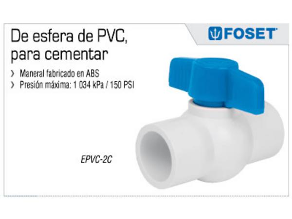Valvula de Bola Pvc Pegar 3/4" Pvc Foset