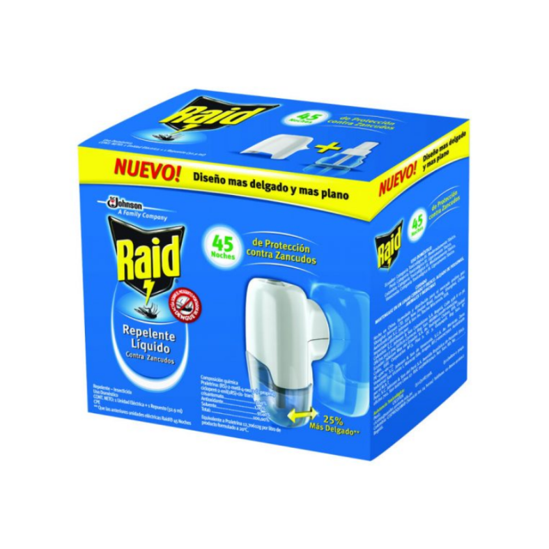 Raid 1 Und Electrica + 1 Respuesto Liquido Contra Zancudos 33 Ml