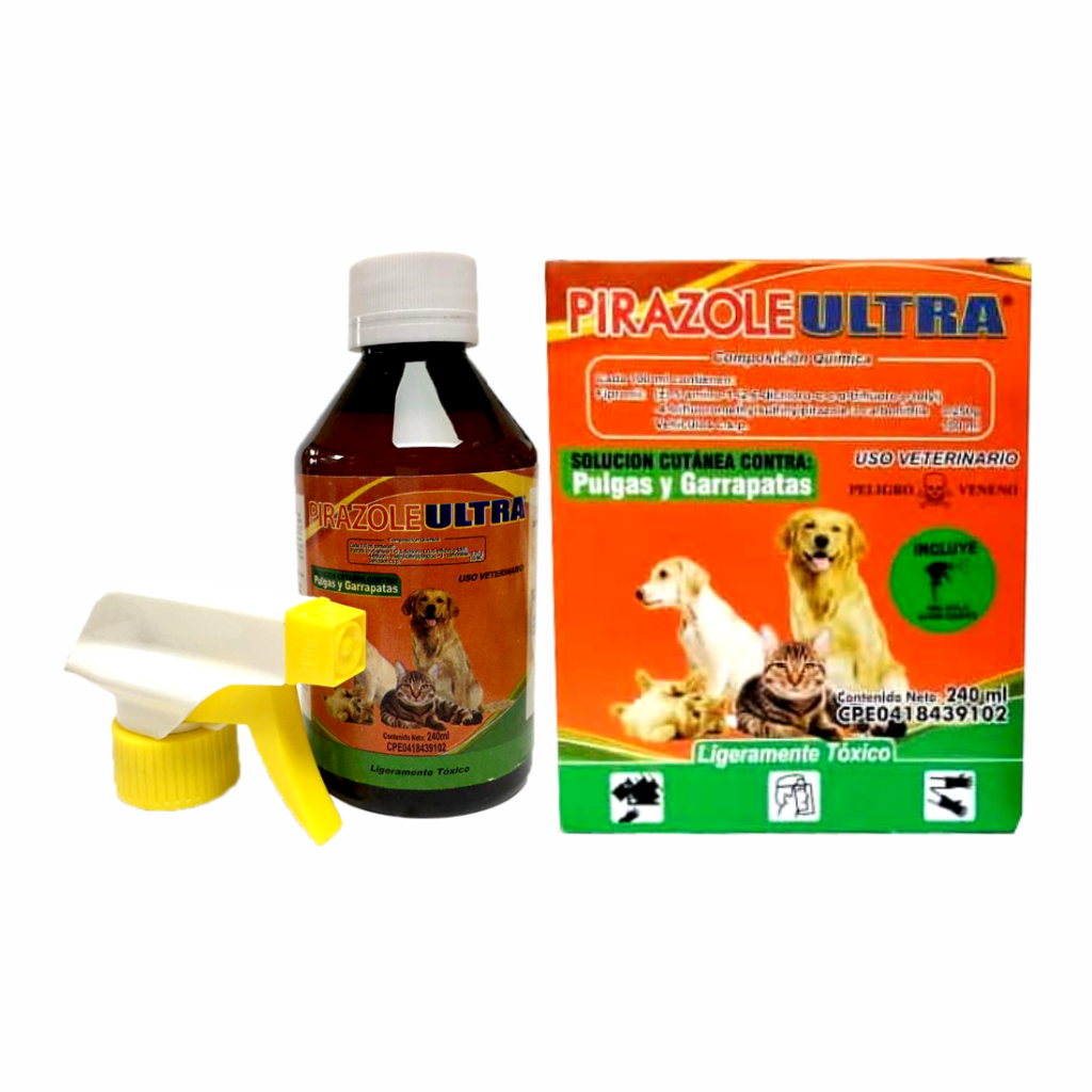 Pirazole Ultra Spray Contra Pulgas y Garrapatas 240Ml