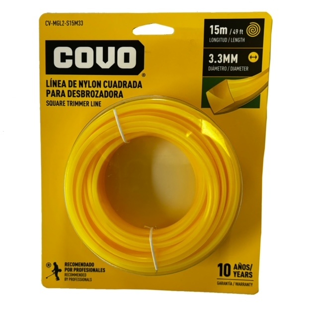Nylon Cuadrado para Desmalezadora 3.3Mm X 15Mt Covo