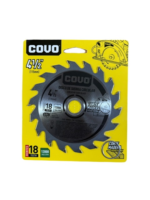 Disco de Sierra para Madera 4-1/2" 18Dientes Covo