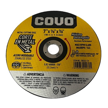 Disco Corte de Metal 7" Covo 8605