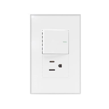 Interruptor con Toma Corriente Blanco Troen
