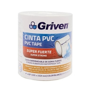 Cinta Blanca Impermeable Pvc Super Fuerte 10Cm X 152.4 Cm Griven