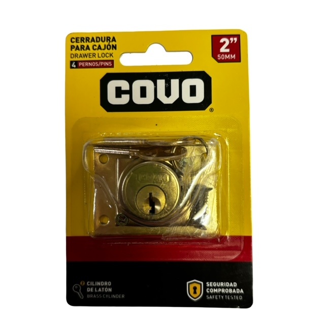 Cerradura para Gaveta 2" Dorada Covo