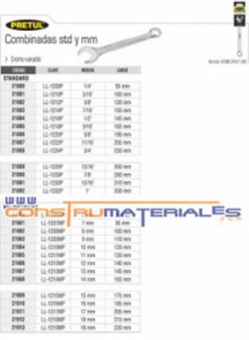Llave Combinada 3/8" Pretul