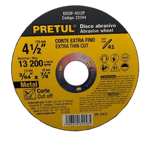 Disco de Corte Ultra Fino 4 1/2" Pretul