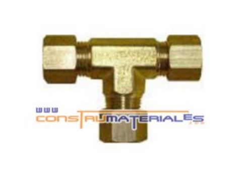 Union Tee de Compresion 1/4" Bronce