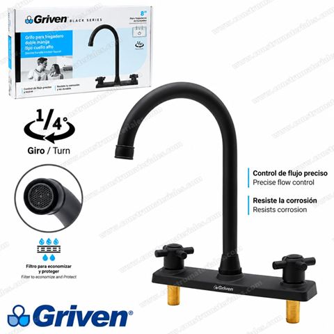 Griferia Fregadero 8"Manija Cruz Griven