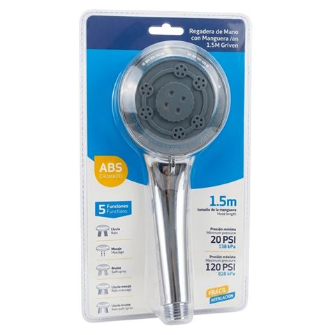 Regadera de Mano con Manguera 1.5M Griven