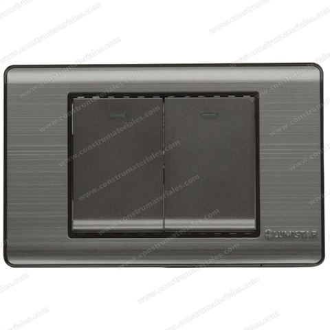 Interruptor Doble 3Way Elite para Empotrar Plata Lumistar