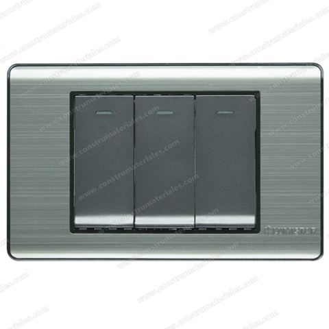 Interruptor Triple 3Way Elite para Empotrar Plata Lumistar