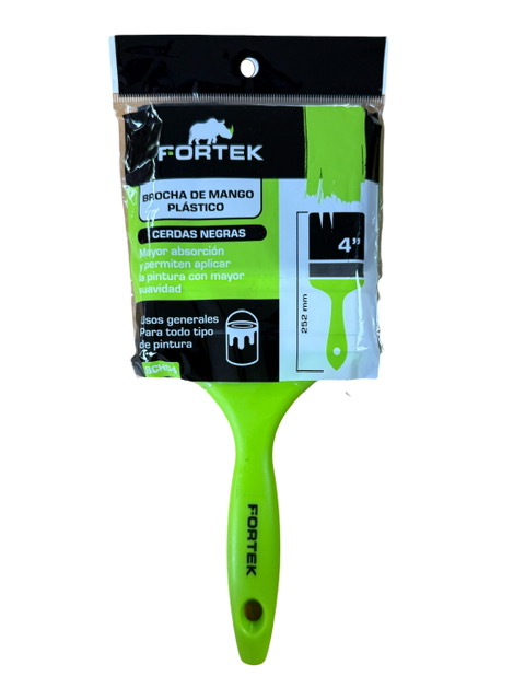 Brocha Mango Plastico 4" Verde Fortek