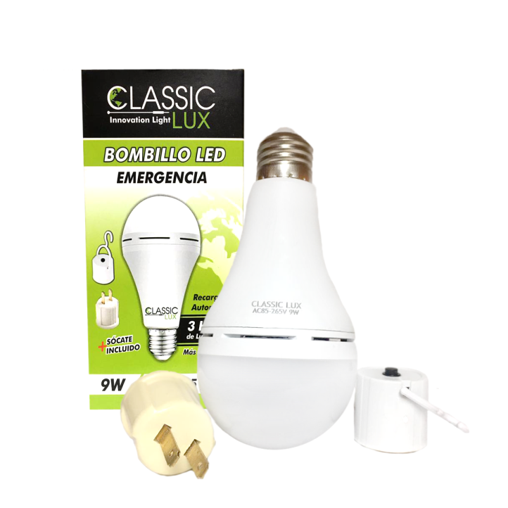 Bombillo Recargable Led de Emergencia 9W Rosca E27 9W 3 Hrs Luz