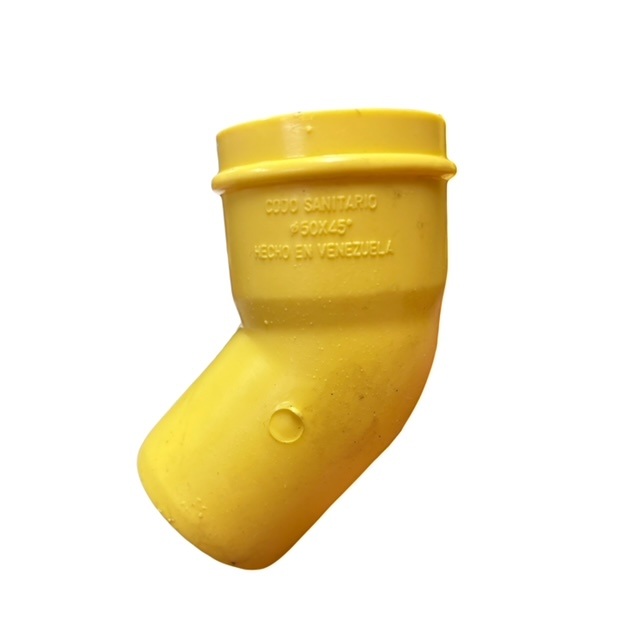 Codo 50Mm 2P X 45° Aguas Negras Amarillo Generico