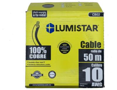 Cable Thhn 10 Awg Negro 50 Metros