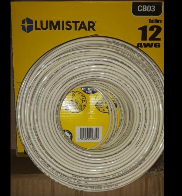 Cable Thw 12Awg 100 Mts Blanco Lumistar