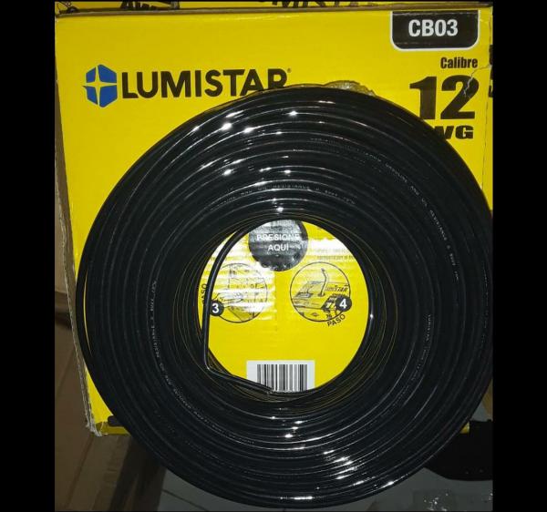 Cable Thw 12Awg 100 Mts Negro Lumistar