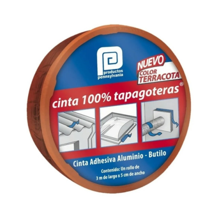 Cinta 100% Tapagoteras 5Cm Ancho X 3M Largo Terracota