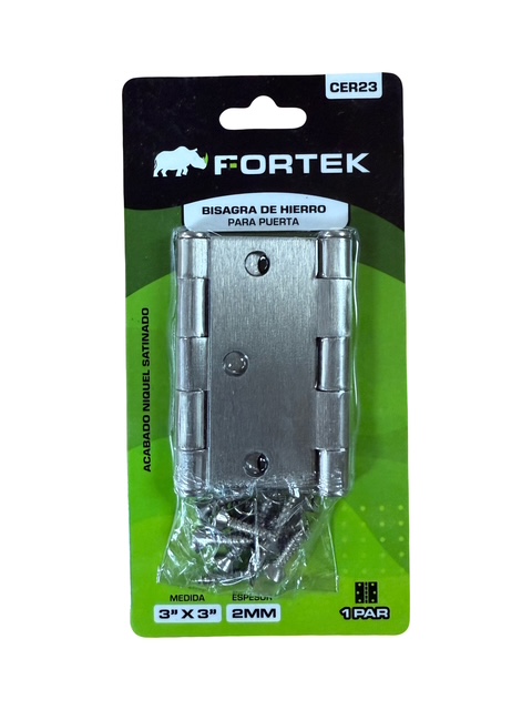 Bisagra 3" X 3" 2Mm Niquel Satinado Fortek