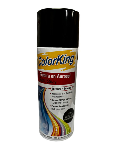 Pintura en Spray Negro Alta Temperatura Colorking 280G