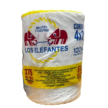 Cordel 4 X 3 Blanco Rollo 375 Mts los Elefantes