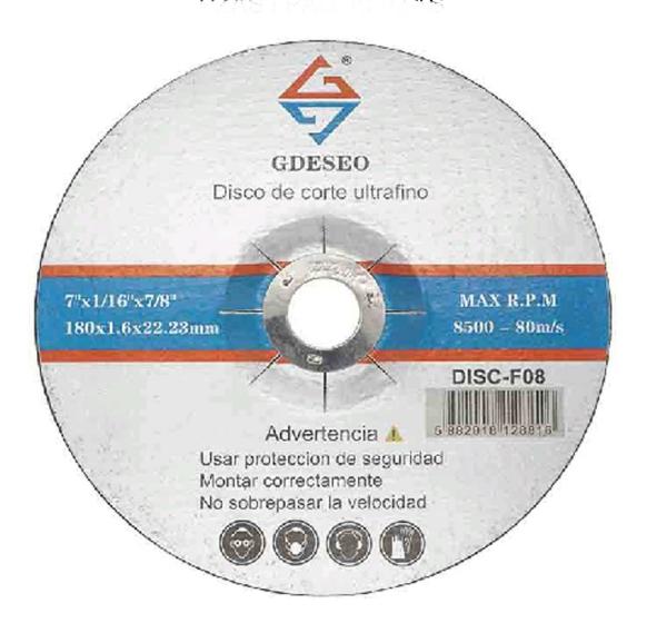 Disco Corte Ultrafino Conico 7"X1.6Mmx7/8" Gdeseo