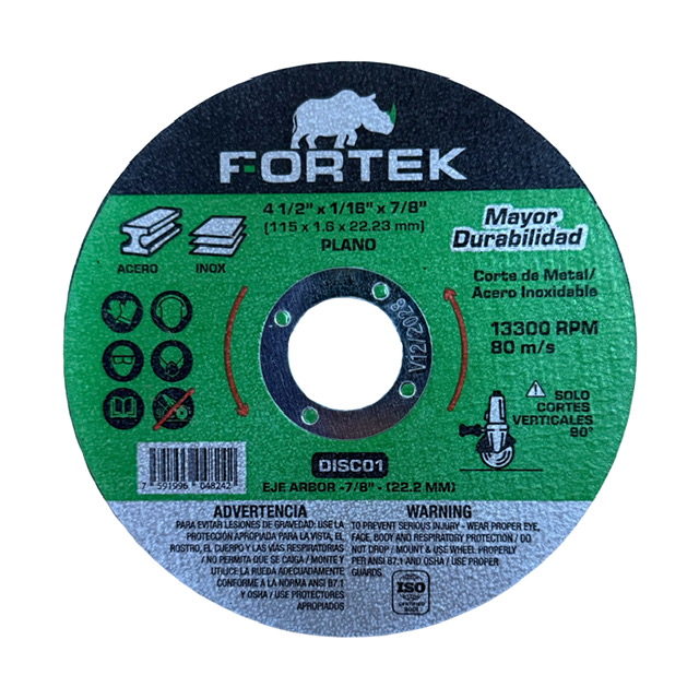 Disco Corte Extra Fino Plano 7 X 1/16 X 7/8 Fortek
