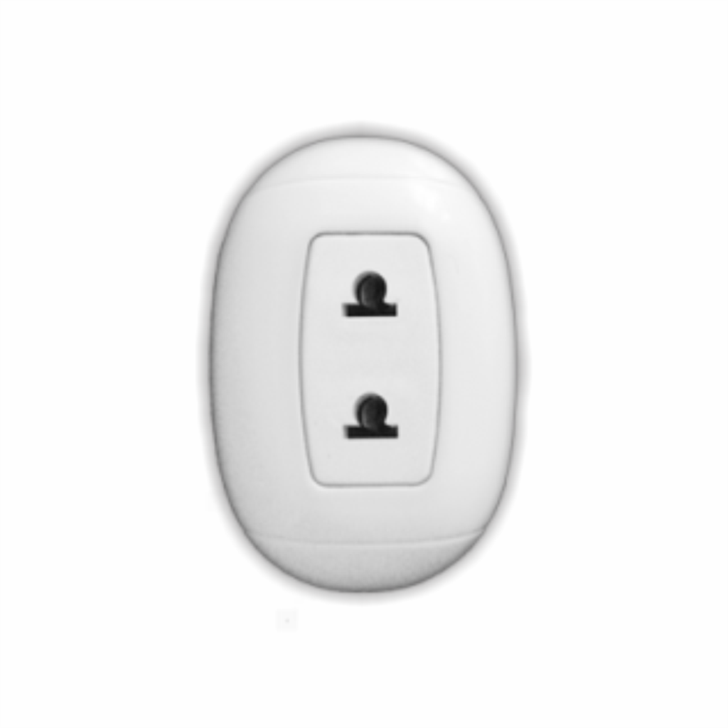 Toma Sencilla Sin Tierra Ovalada Universal 10Amp Blanca