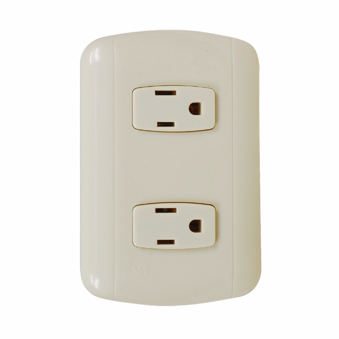 Toma Corriente Doble C/Tierra P/Empotrar 10Amp Marfil