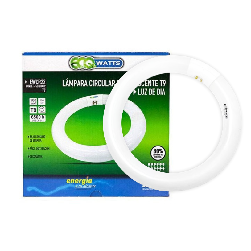 Lampara Ecowatts Circular Fluorescente 22W T9 110V Luz de Dia