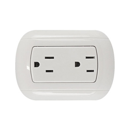 Toma Doble con Tierra Blanca 127V/250V 15Amp