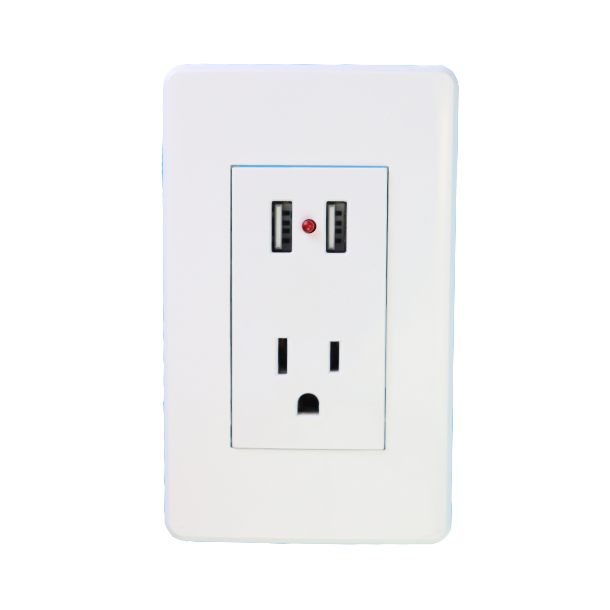 Toma Corriente C/Tierra 15Amp y 2 Entradas Usb 2.1Amp 127-240V